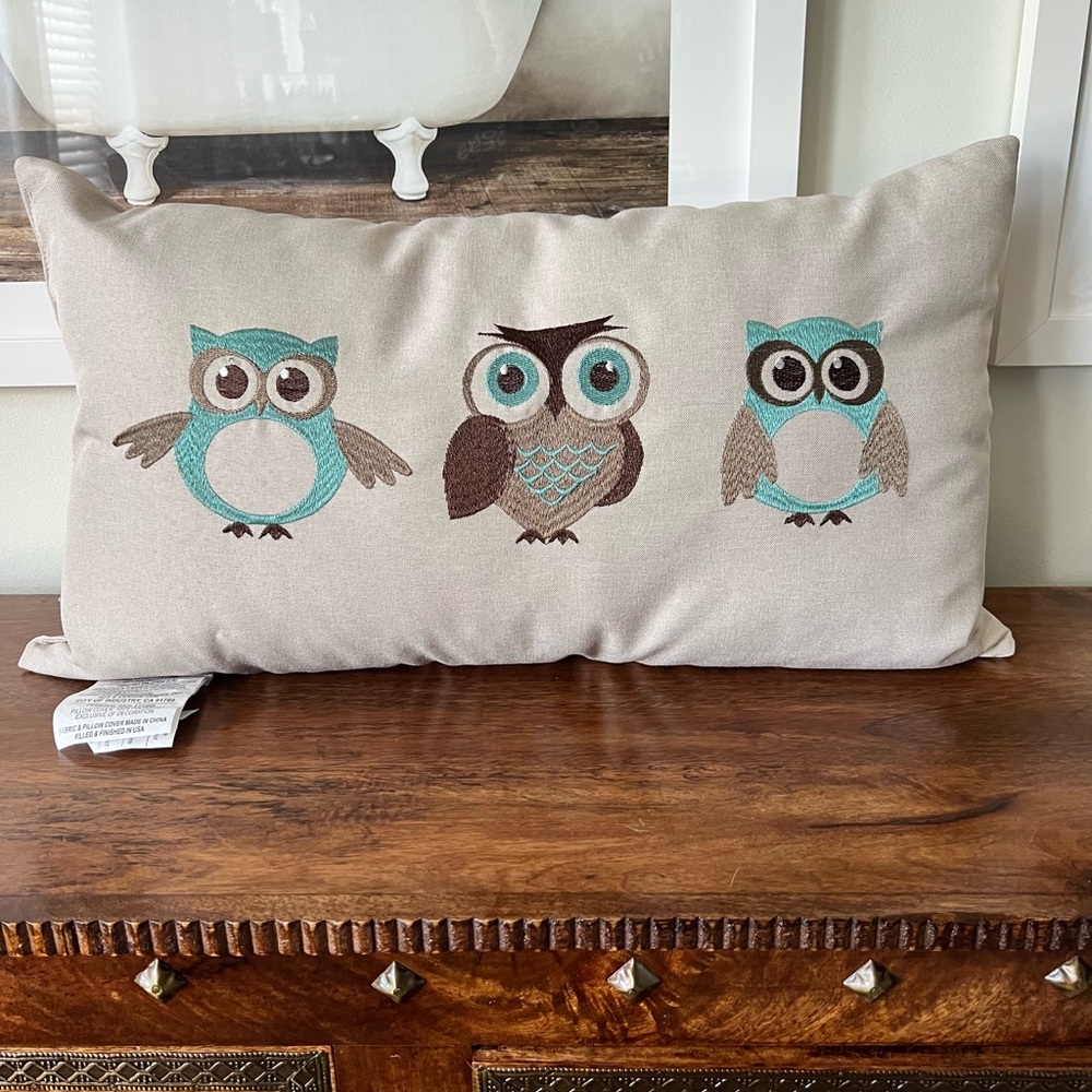 Owl Embroidered Decorative Pillow